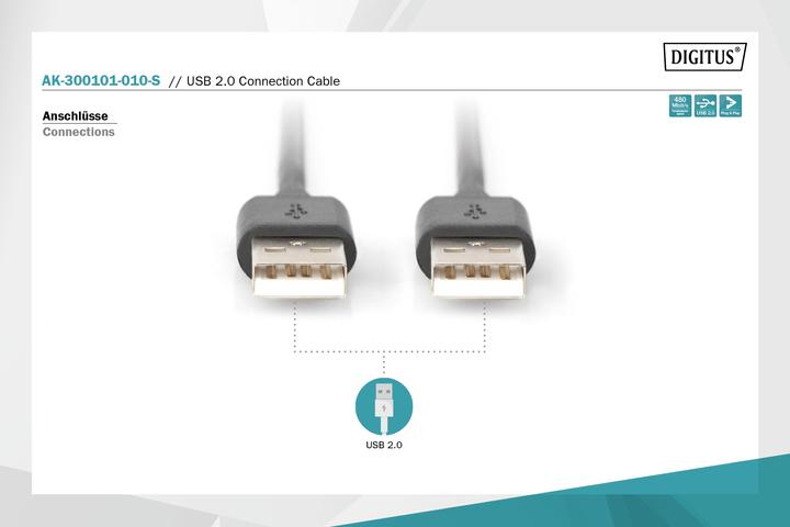Immagine prodotto Digitus Cavo di collegamento USB2.0, 1 m (1 m, USB 2.0)