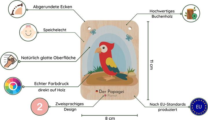 Actual product image Activity Board Bilingual wooden flashcards (German - English), learn languages in a playful and fun way. (English, German)