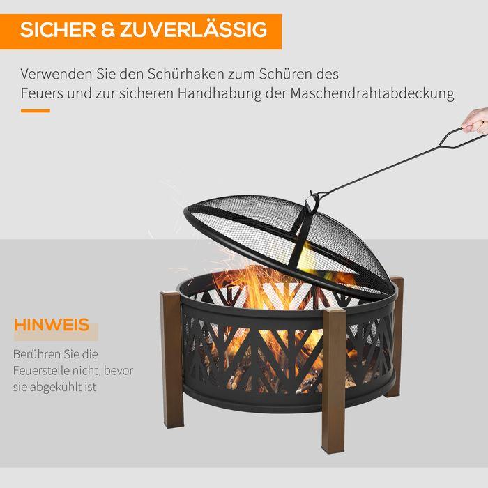 Immagine prodotto Swisshandel24 Ciotola per il fuoco 2in1, parascintille, griglia, nero+marrone (78 cm)
