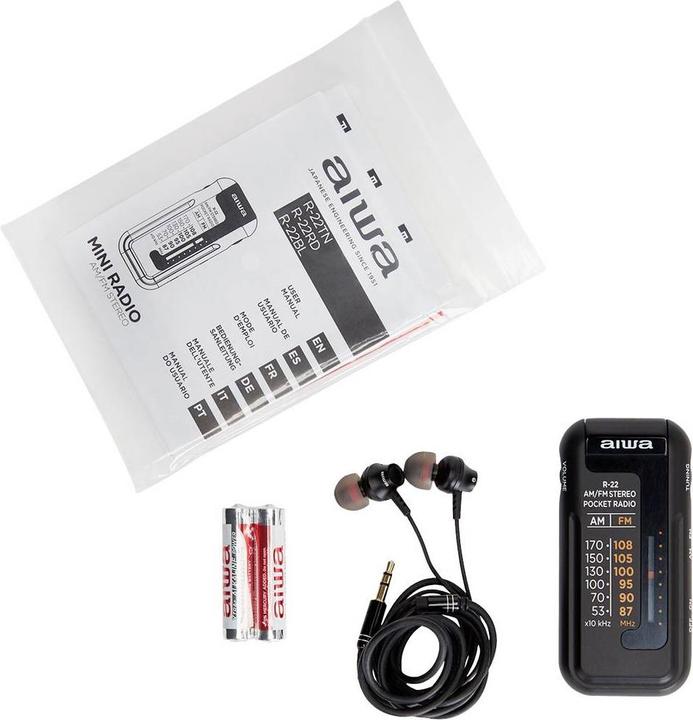 Actual product image Aiwa R-228K Pocket Radio AM FM Black (FM, AM)