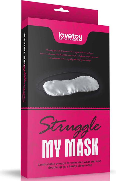 Actual product image Lovetoy Blindfold Silver and Black with Elasticated Strap