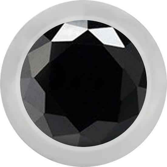 Produktbild Star Piercing Micro Kugel silber mit Kristall schwarz (Chirurgenstahl 316L)