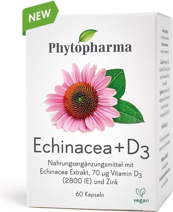 Immagine prodotto Phytopharma Capsula di Echinacea + Vitamina D3 (60 Pezzo/i, Pillole, 63 g)