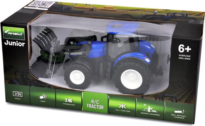 Produktbild Amewi RC Traktor mit Frontlader LiIon 500mAh blau/6+ (RTR Ready-to-Run)