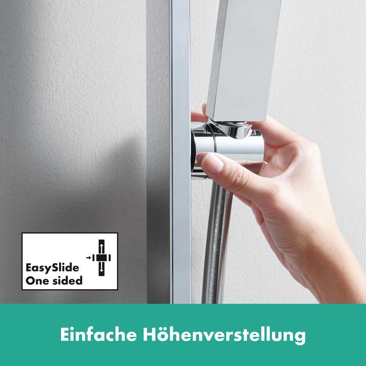 Produktbild hansgrohe Unica Duschstange E Puro, 90 cm mit Easy Slide Duschkopfhalter und Duschschlauch, 24403