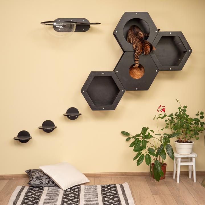 Image du produit Wowhelperco Aire de jeux murale pour chats 8 pièces (Noir)