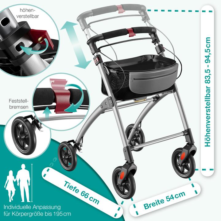 Image du produit Aktivshop Wohnungsrollator, Rollator schmal für die Wohnung, extra schmal, Innenrollator