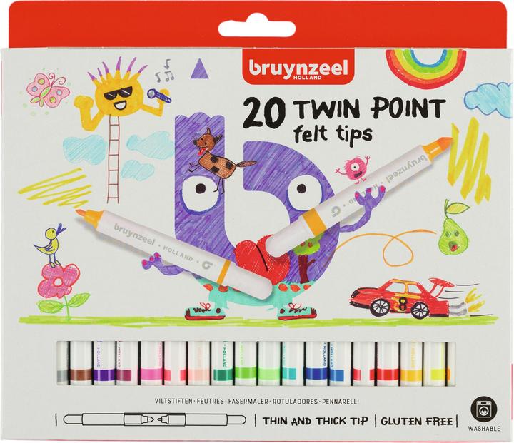 Immagine prodotto Bruynzeel Penne a punta di feltro Twin Point 20 pezzi 5+ (Multi, 20 x)