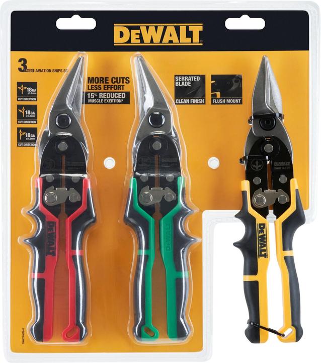 Actual product image DeWalt ERGO tin snips 3pack (33 cm)