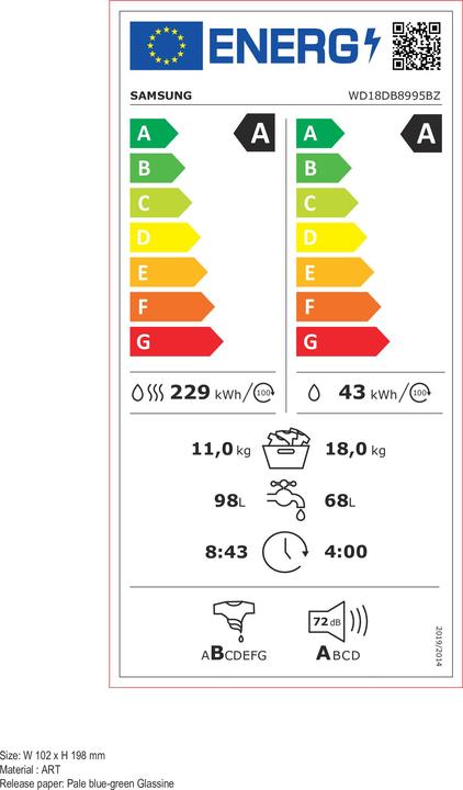Etichetta energetica Samsung serie 8000DK All in One WD18DB8995BZT2