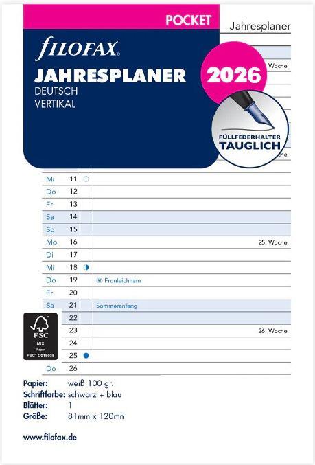 Produktbild Filofax PO JAHRESPL.2026 DEUTSCH (Deutsch)