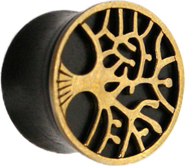 Produktbild Star Piercing Flared Plug Baum des Lebens aus Arang Holz (Organisch, Messing)