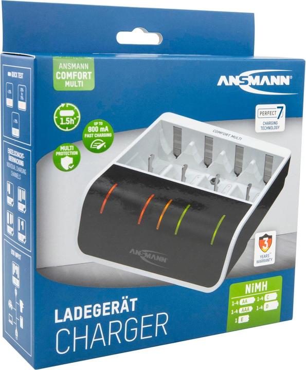 Immagine prodotto Ansmann Comfort Multi Charger (1 pz., C, D, AAA, AA, 800 mAh, Caricabatterie senza batteria)