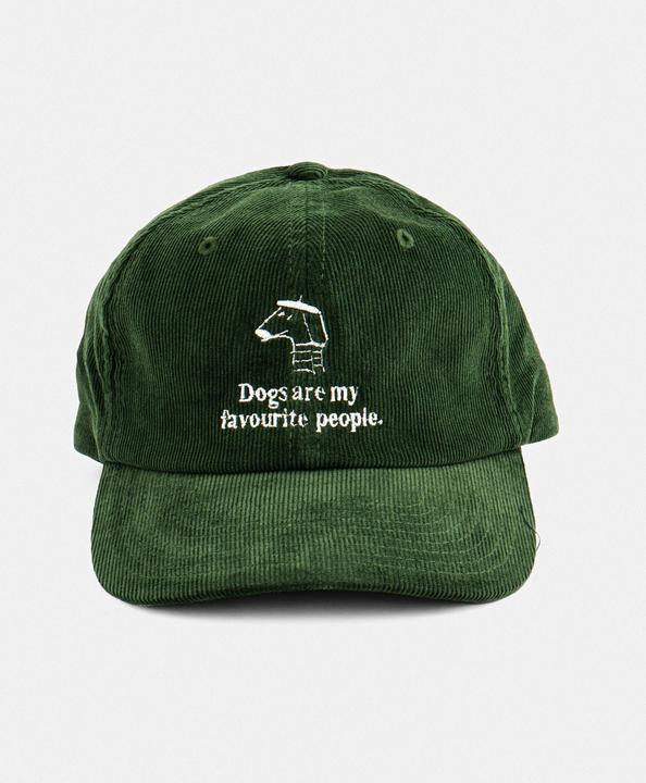 Plakativ «Dogs are my favourite people» Corduroy Cap Olive