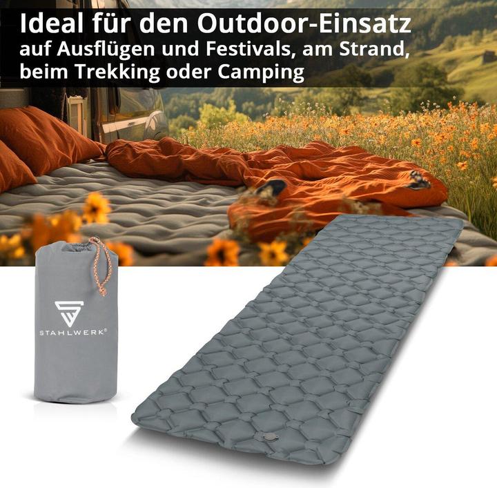 Produktbild Stahlwerk Luftmatratze LM-70 ST 194 x 60cm Aufblasbares Luftbett Campingmatratze