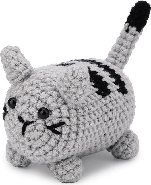 Actual product image Activity Board Crochet cat kit for beginners with cotton knitting yarn yarn needles hook knitting tool