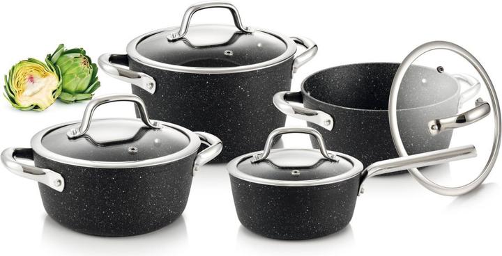 Actual product image Tescoma President Stone 8-piece Saucepan Set (Pan set + pot set, Cast aluminium)