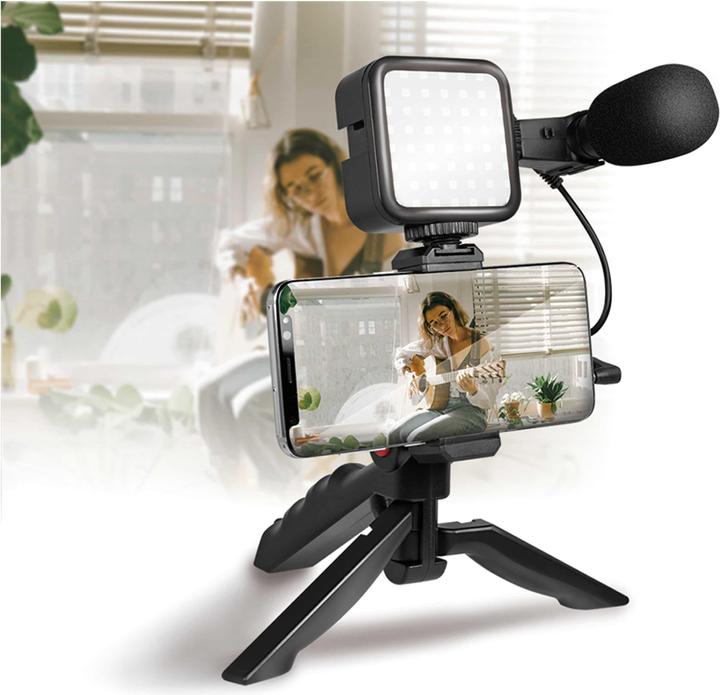Immagine prodotto LogiLink Kit Vlogger con luce LED, microfono + treppiede, per smartphone da 4,77 pollici