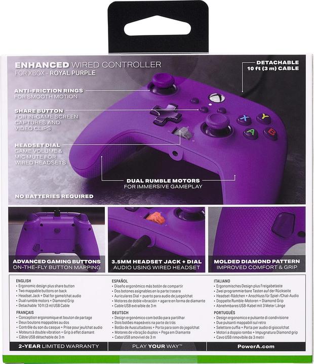 Actual product image PowerA Controller Wired Royal Purple (Xbox One/Series X/PC) (Xbox Series S, Xbox Series X)