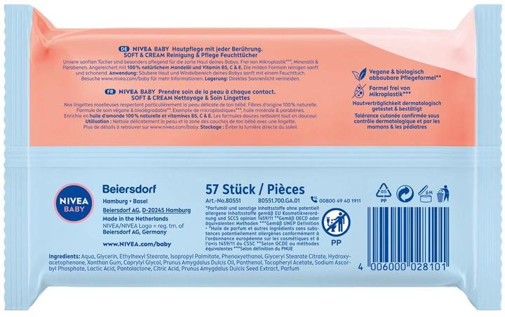 Valori nutrizionali e ingredienti NIVEA Soft & Cream Feuchttücher Quattro (228 Pezzo/i)