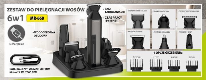Produktbild Maestro Zestaw do strzyżenia włosów 6w1 USB MR-660