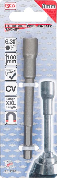 Productafbeelding BGS Dopsleutelset zeskant, extra lang | voor boormachines | aandrijving buitenzeskant 6,3 mm... (8 mm)