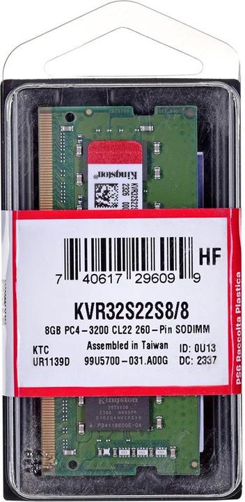 Actual product image Kingston KVR32S22S8 (1 x 8GB, 3200 MHz, DDR4-RAM, SO-DIMM)