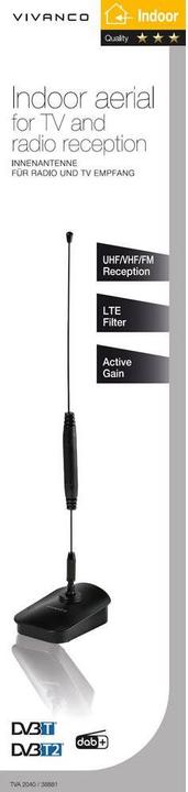 Actual product image Vivanco Tva 2040 (Indoor antenna, 10 dB, DAB/ DAB+, DVB-T / -T2)