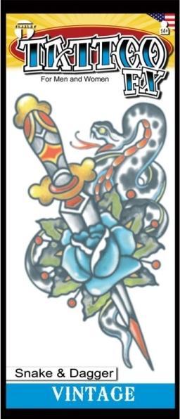 Tinsley Transfers Tatuaggio con serpente e pugnale | Tatuaggi adesivi