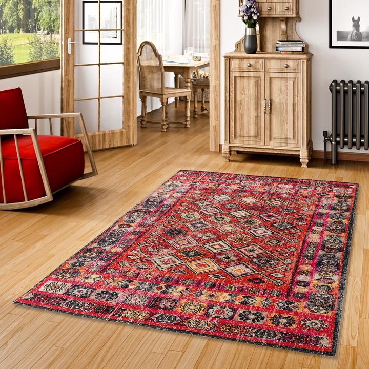 Produktbild Pergamon Kurzflor Designer Teppich Modern Vintage Orient Muster (160 x 230 cm)