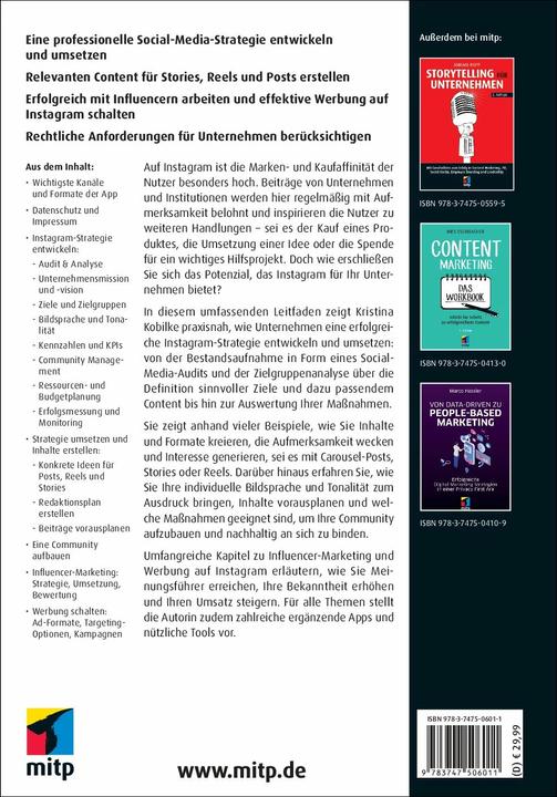 Produktbild Instagram-Marketing für Unternehmen (Deutsch, Kristina Kobilke, 2022)