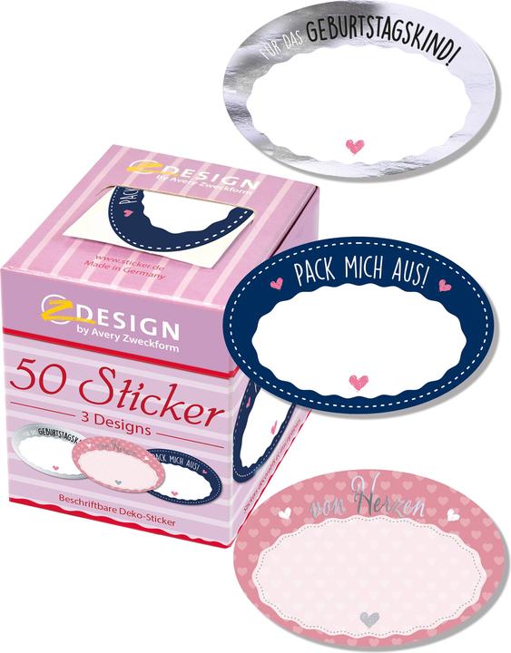 Produktbild Avery Dennison Zweckform ZDesign Sticker "Geschenkbeschriftung" auf Rolle, Etiketten aus Papier, silber geprägt, be