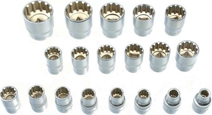 GEKO Steckschlüssel Multilock 1/2, Satz 19-tlg. CrV-Stahl (32 mm, 18 mm, 11 mm, 12 mm, 16 mm, 24 mm, 31 mm, 23 mm, 26 mm, 22 mm, 17 mm, 28 mm, 9 mm, 21 mm, 14 mm, 29 mm, 8 mm, 10  mm, 30 mm, 20 mm, 19 mm, 27 mm, 15 mm, 25 mm, 13 mm)
