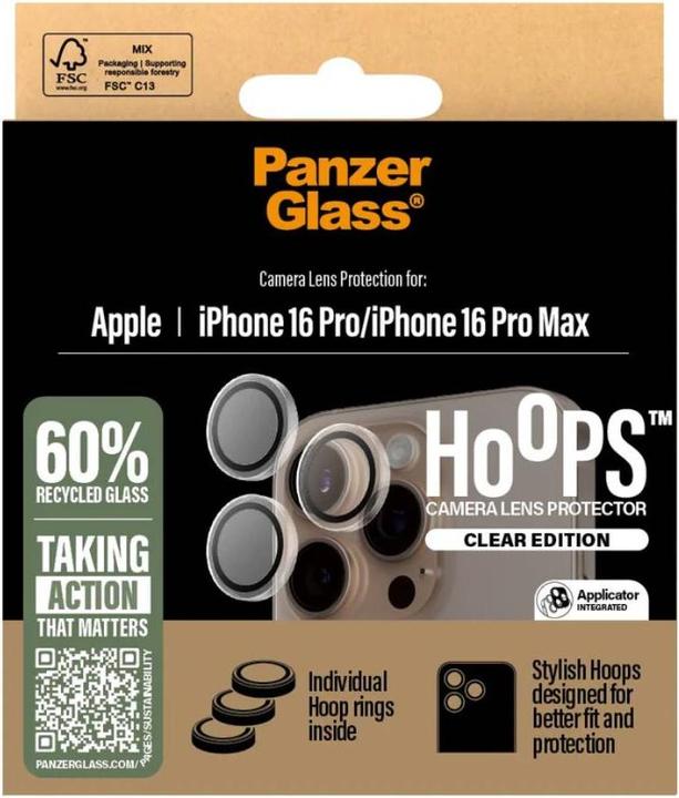 Produktbild PanzerGlass Hoops Camera Lens Protector (1 Stück, Apple iPhone 16 Pro)