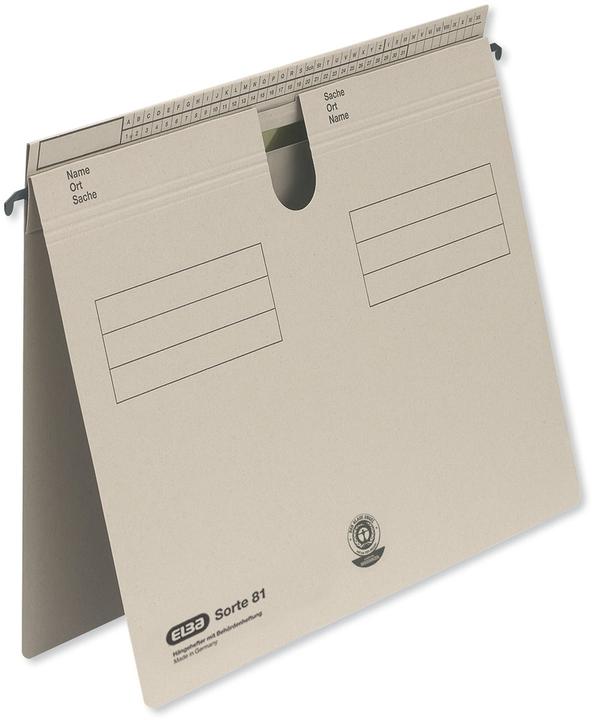 Actual product image Elba hanging file type 81, overhanging tab fold, grey manila board 250 gsm, metal hanging rail, kaufm (A4, 1 x)