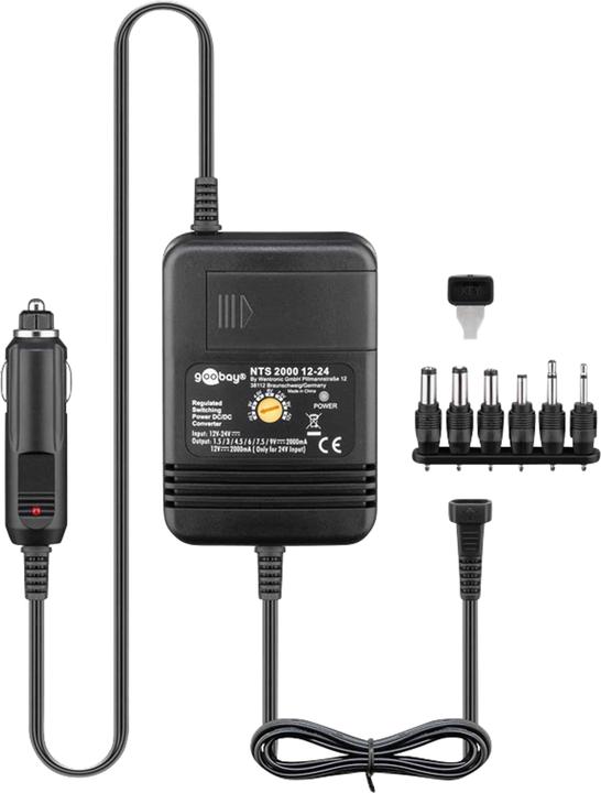 Actual product image Goobay 12 V - 24 V universal notebook power supply for car/truck (24 W)