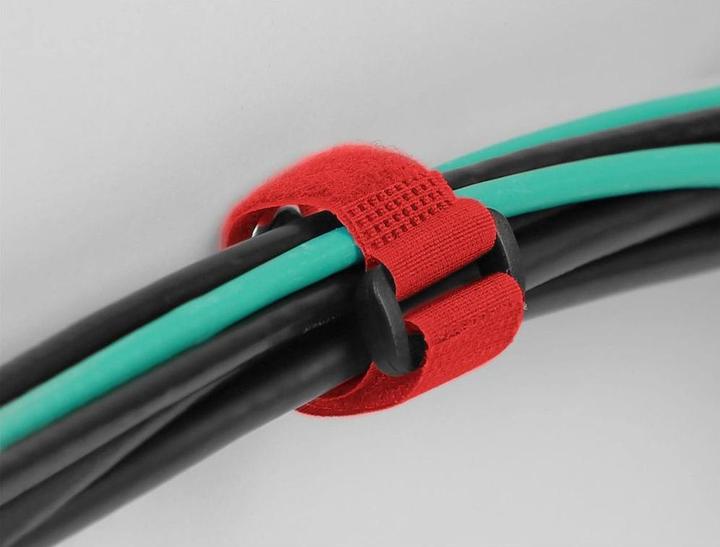 Actual product image Delock Velcro cable tie with loop and fixing eye L 190 x W 25 mm red 5 pieces (Velcro cable ties, 190 mm, 5 pcs.)