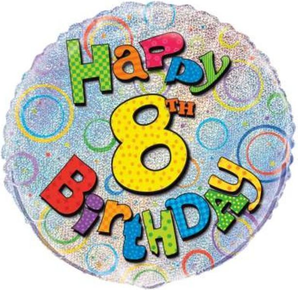 Actual product image Unique Party 8 Birthday Foil Balloon
