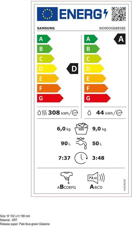 Energy Label Samsung Waschtrockner WD6400