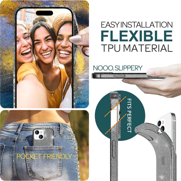 Produktbild Nalia Klare Glitzer Silikon Hülle (Apple iPhone 15 Plus)