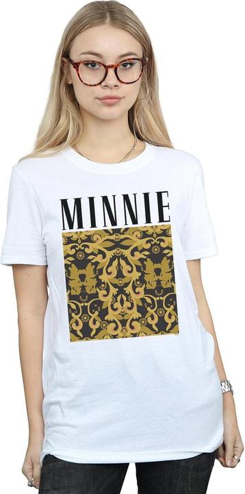 Actual product image Disney Womens/Ladies Minnie Mouse Baroque Pattern Cotton Boyfriend T-Shirt (M)
