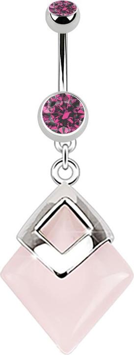 Immagine prodotto Star Piercing Banana in argento con ciondolo in quarzo rosa (Mnerale, senza ottone, Acciaio chirurgico 316L)