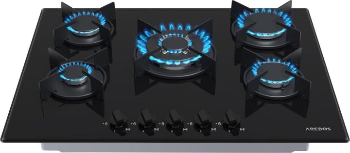 Immagine prodotto Arebos Piano cottura a gas in vetro da 70 cm (5 fuochi)