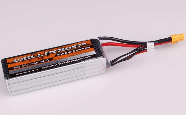 Immagine prodotto Wellpower Batteria Lipo Ultima 2600 mAh / 14,8 Volt 4S 35/70C CH5/8 XT-60 (14.80 V, 2600 mAh)