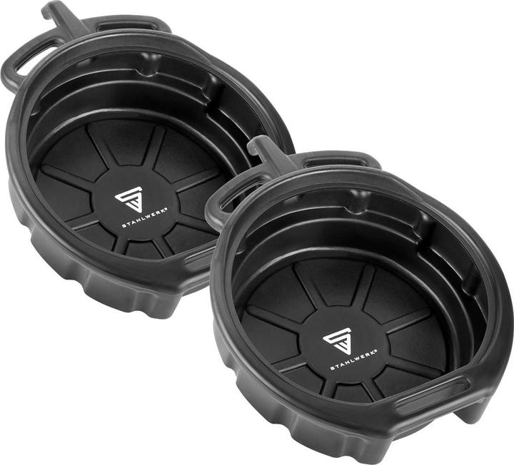 Actual product image Stahlwerk Oil drip tray set of 2 with filler neck 10 l flat, round drip tray