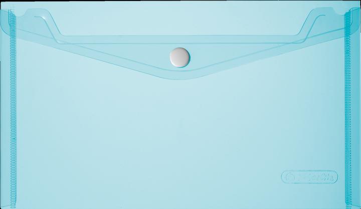 Actual product image Herlitz Document pouch, DIN A5, PP, blue-transparent crystal clear, with white snap fastener, 0,20 mm (A5)