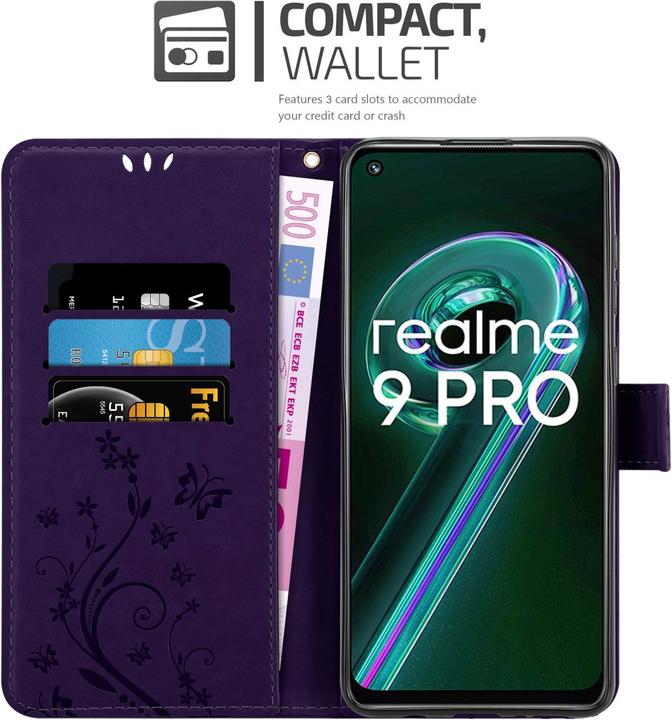 Immagine prodotto Cadorabo Custodia a libro floreale per Realme 9 5G / 9 PRO / V25 / Q5 / OnePlus Nord CE 2 LITE 5G (Realme 9 Pro+, Vivo V25, OnePlus Nord CE 2 Lite 5G)