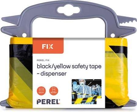 Produktbild Perel Schwarz/gelbes Sicherheitsband - 100 m - Abroller (80 mm)