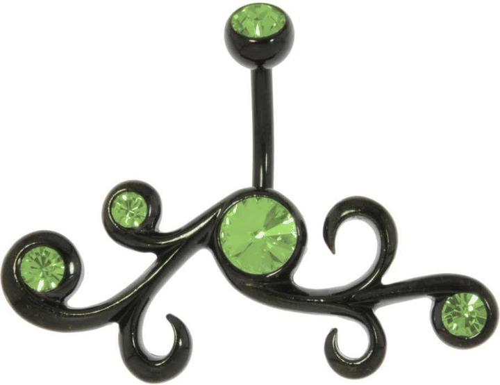 Bijouteria Bauchpiercing (Chirurgenstahl 316L, Kristall, PVD Beschichtung (schwarz))