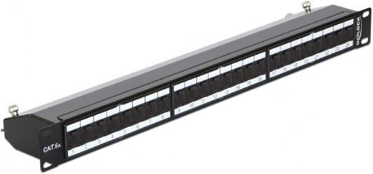 Image du produit Delock 43320 - Panneau de brassage 19", Cat. 6a, 24x ports RJ45, blindé, noir